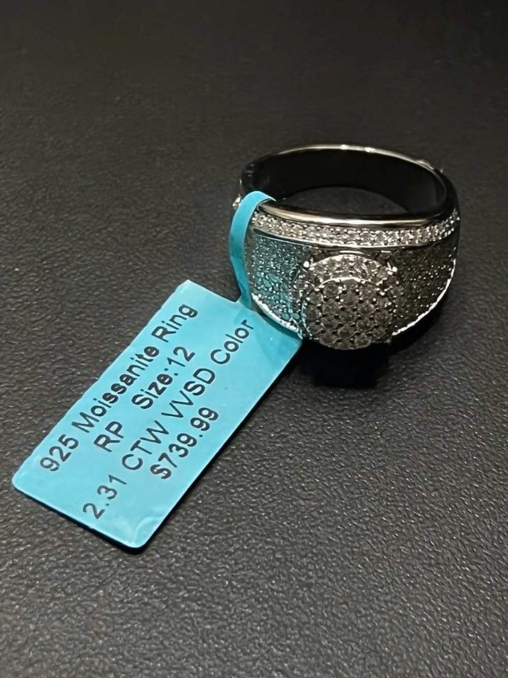 Sterling Silver Moissanite Cluster Ring size 12